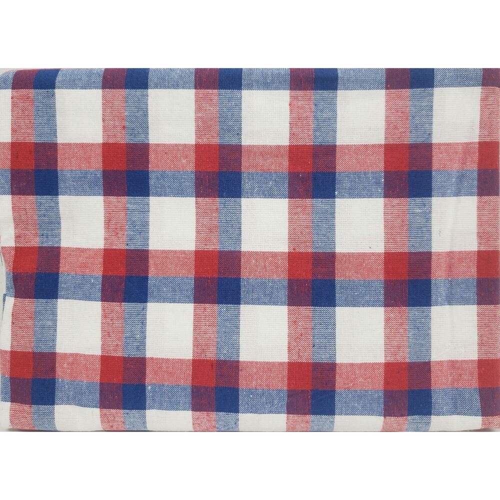 Fabric Tablecloth,60"x84"Oval,PATRIOTIC USA PLAID RED,WHITE & BLUE COLORS #2,CCL